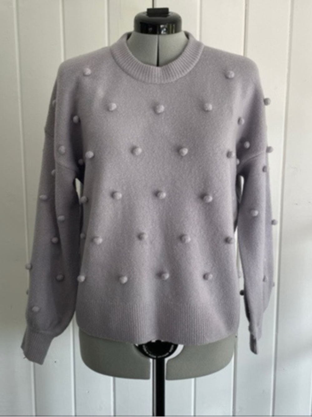 Soft Lilac Pom-Pom Crewneck Sweater - Women